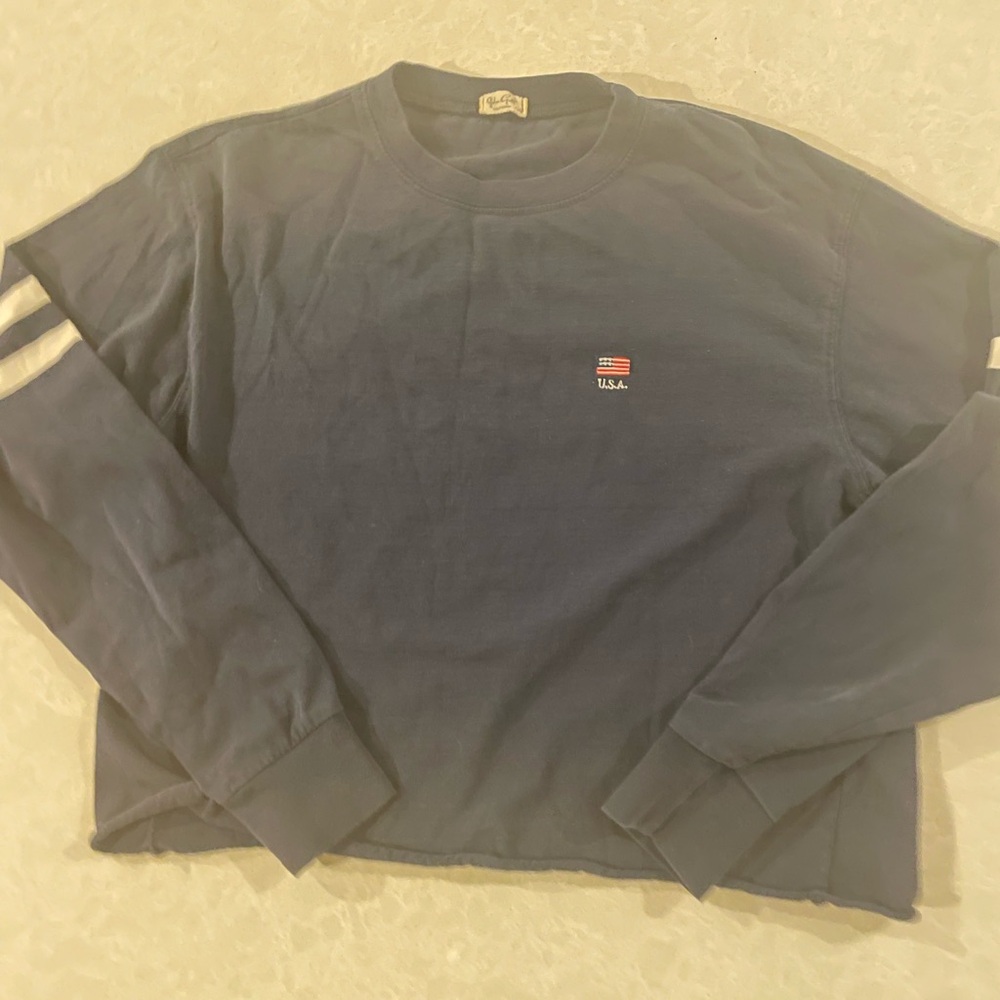 Brandy Melville Navy Long Sleeve Tee with Stripes